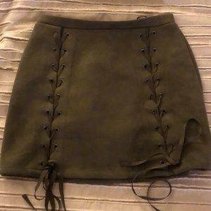 Honey Punch Suede Mini Tie-Up Skirt
